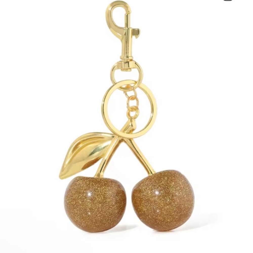 Gold Cherry Bag Charm Keychain - Women Bags Accessory
